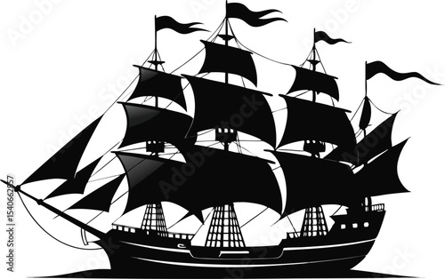 pirate ship silhouette vector