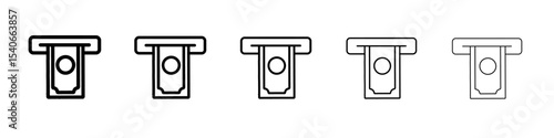 Withdraw Money in ATM icon Flat design on isolated background