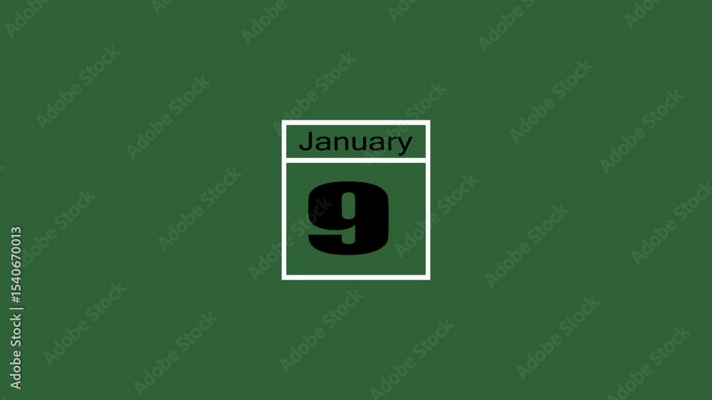 9 january calendar icon animation. Boost your productivity and impress clients with this sophisticated calendar animation. Date, day and month.4k video 9 january calendar icon animation. Boost your productivity and impress clients with this sophisticated calendar animation. Date, day and month.4k video