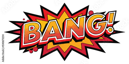 Bold comic-style "BANG !!" vector with explosive energy bursts and action lines. Great for posters, gaming graphics, hype merch, and dynamic content design.