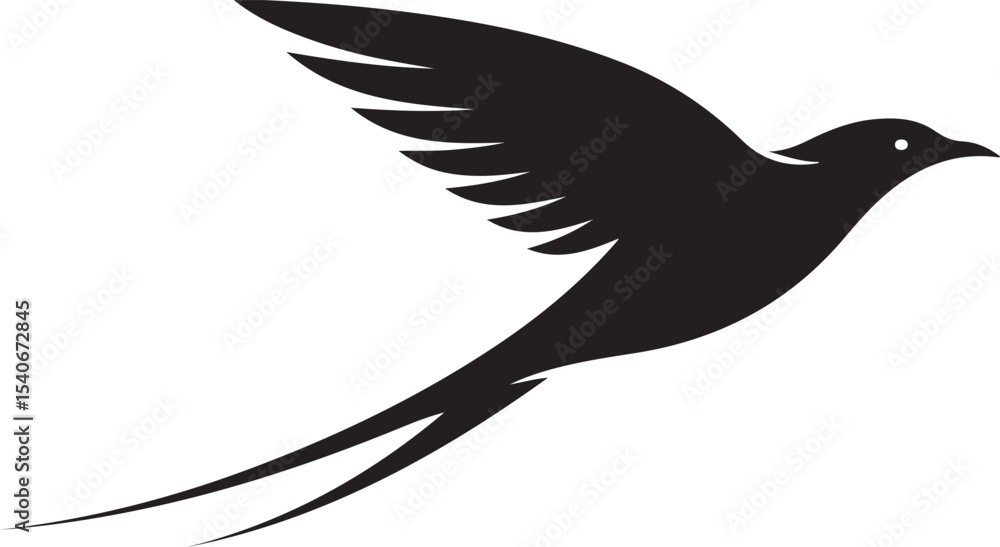 Fototapeta premium Bird flying side view vector illustration