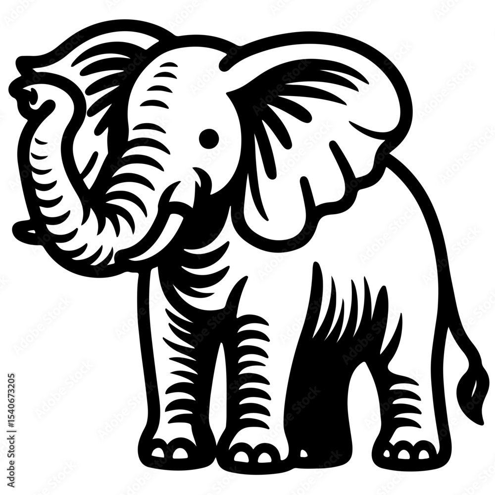 Obraz premium Elephant with Trunk Up SVG Outline