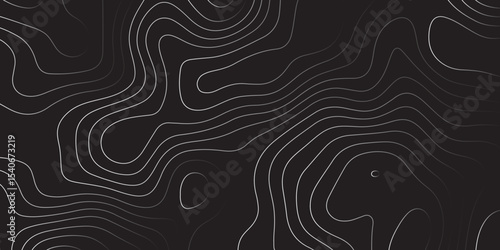  Landscape geodesy topography map background. black white  illuminated topographic lines on transparent background. Line texture pattern

