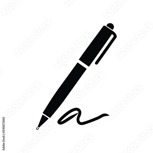 Pen Vector Silhouette Icon for Writing Office Design