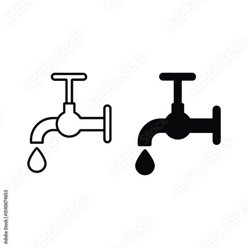 Faucet and drop icon. Water symbol. Vector illustration.