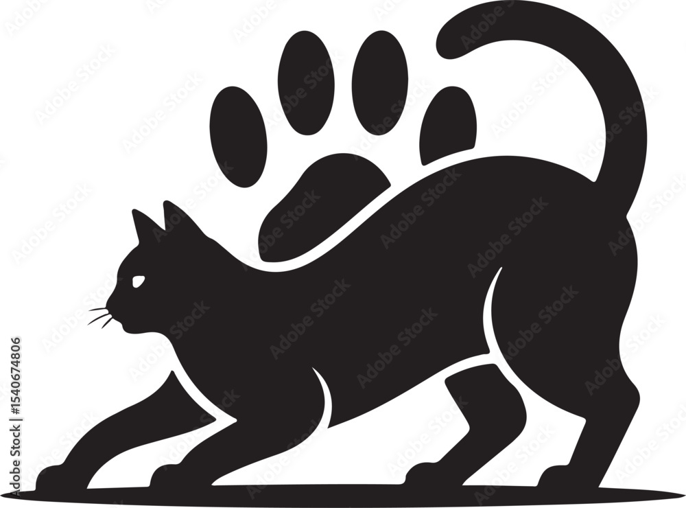 Fototapeta premium Cat stretching vector illustration