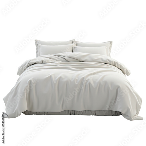 Elegant and Simple Bedding Set Presented With a Front View Isolated on White Background