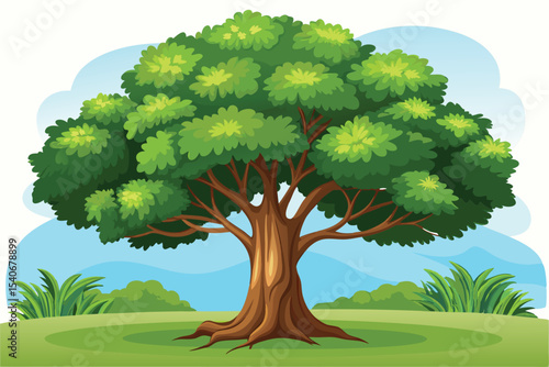 Majestic Oak Tree Nature's Grandeur in Lush Green Foliage