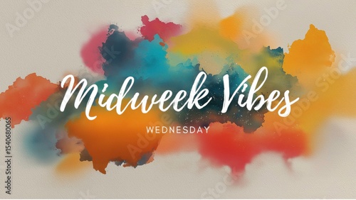 Midweek Vibes Artistic Watercolor Background with Text for Social Media