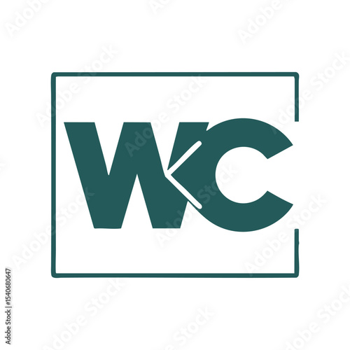 Abstract wc logo design teal green minimalist