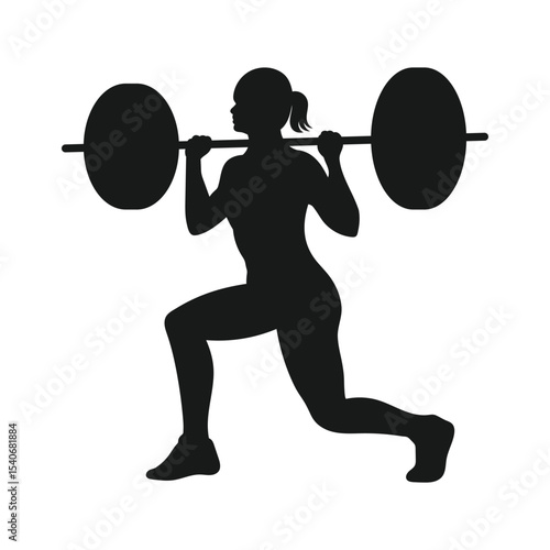 Female weightlifter silhouette. Illustration of women weightlifting and gym poses