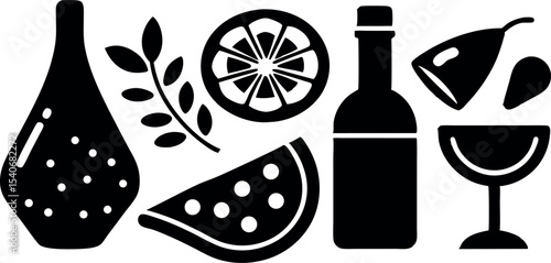 Summer Drinks A Collection of Zesty Fruit & Beverage Icons