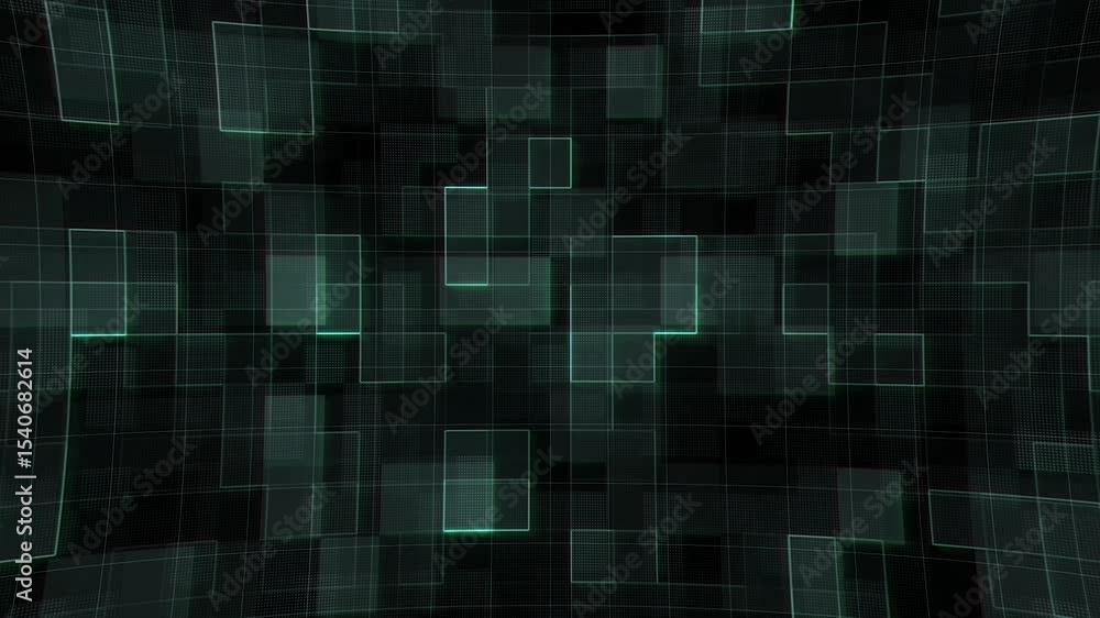 Digital abstract futuristic grid with glowing square shapes and cybernetic technology Digital abstract futuristic grid with glowing square shapes and cybernetic technology
