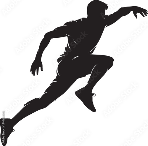 Silhouette of male parkour athlete in action. Silhouette of young man doing parkour jump.
