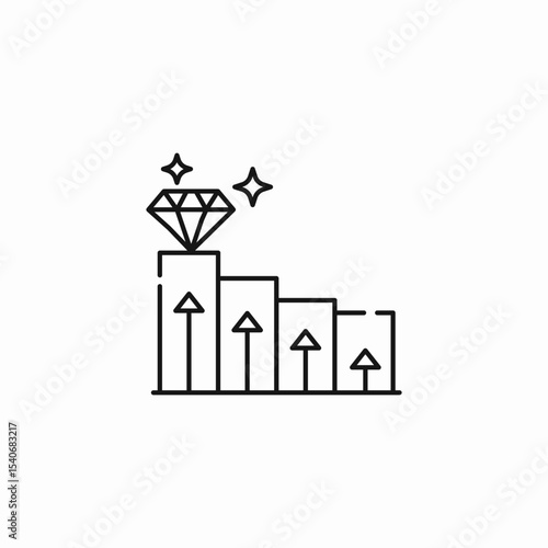 diamond growth chart icon sign vector