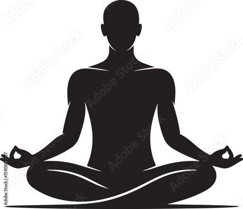 A person meditating in a state of zen calmness flat vector icon for yoga meditation apps and websites 