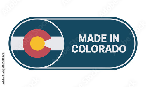 Made in Colorado Label - State Flag Product Tag, vector illustration