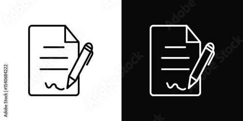 signature file icon design. simple stroke line vector icon set