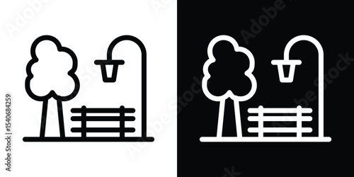park icon design. simple stroke line vector icon set