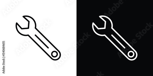 Wrench icon design. simple stroke line vector icon set