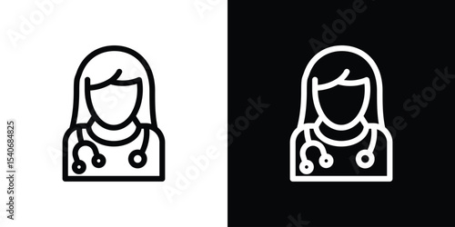 Woman Doctor icon design. simple stroke line vector icon set