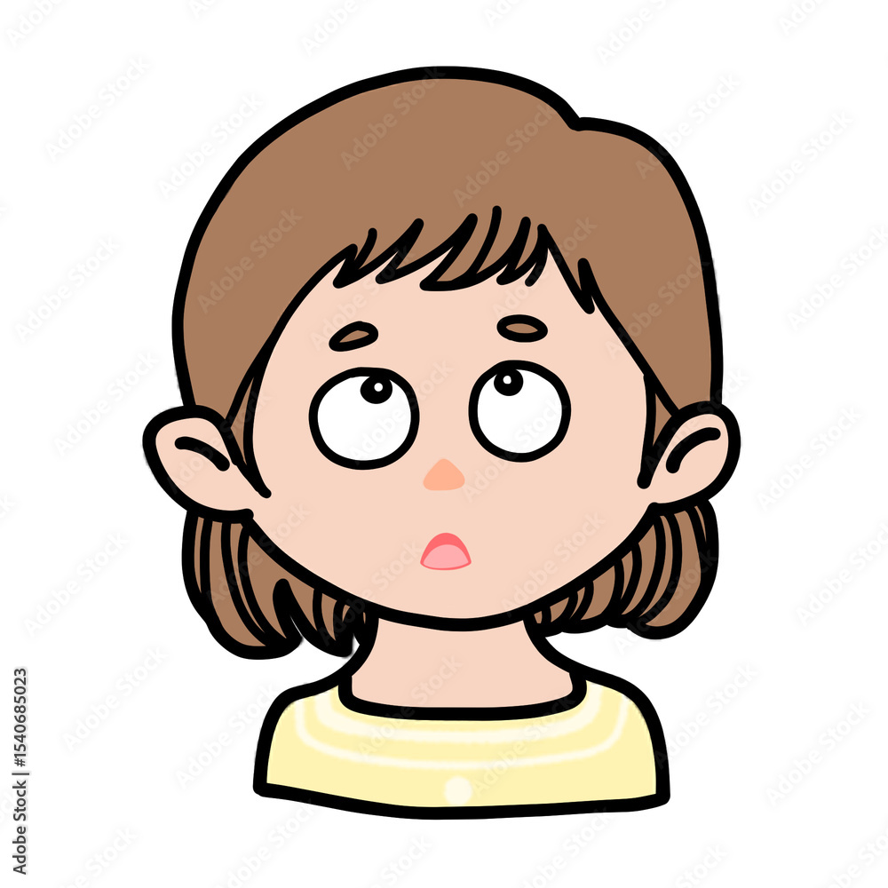 Curious Girl with Wondering Eyes – Cute Cartoon Expression Curious Girl with Wondering Eyes – Cute Cartoon Expression