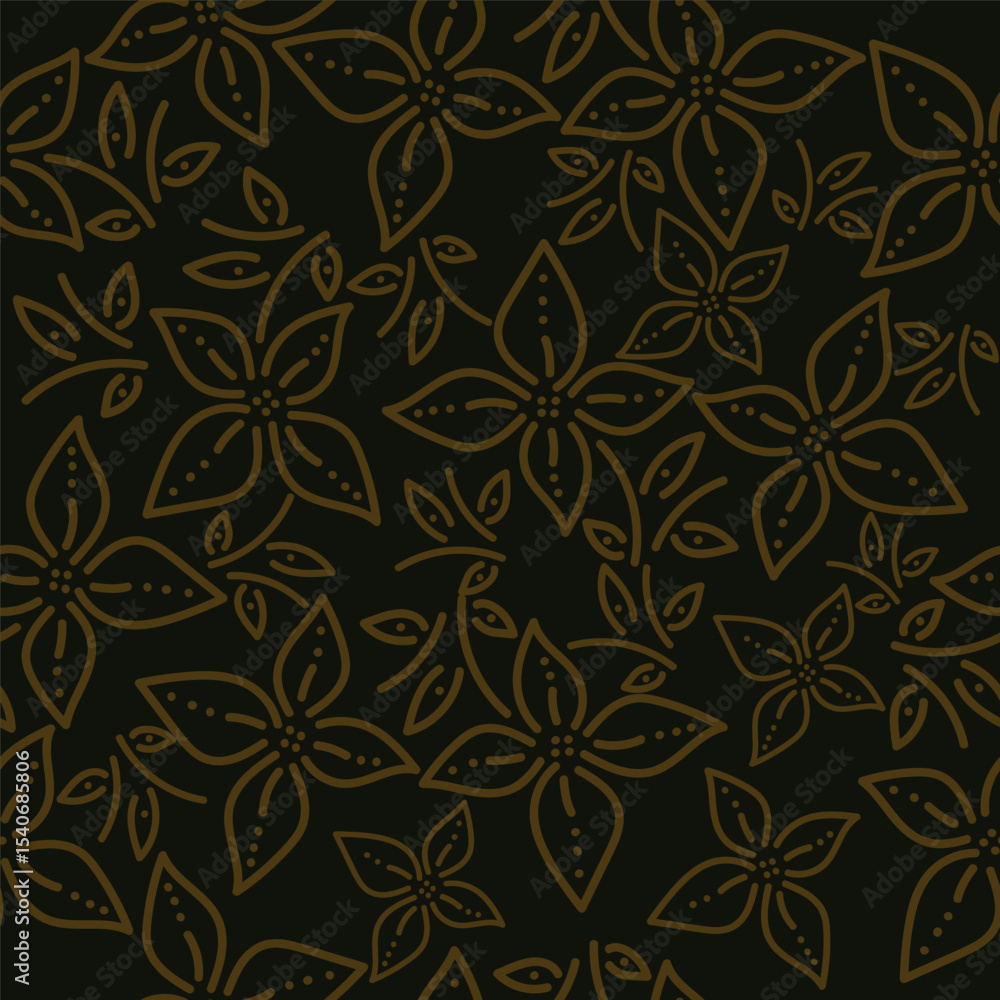 Fototapeta premium seamless vector flower pattern on grey background 
