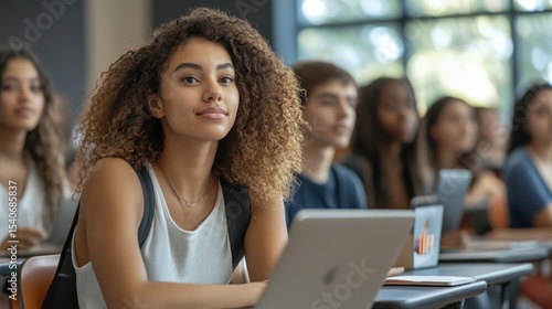 Wallpaper Mural Focused Student in Classroom Setting Engaged with Technology Torontodigital.ca