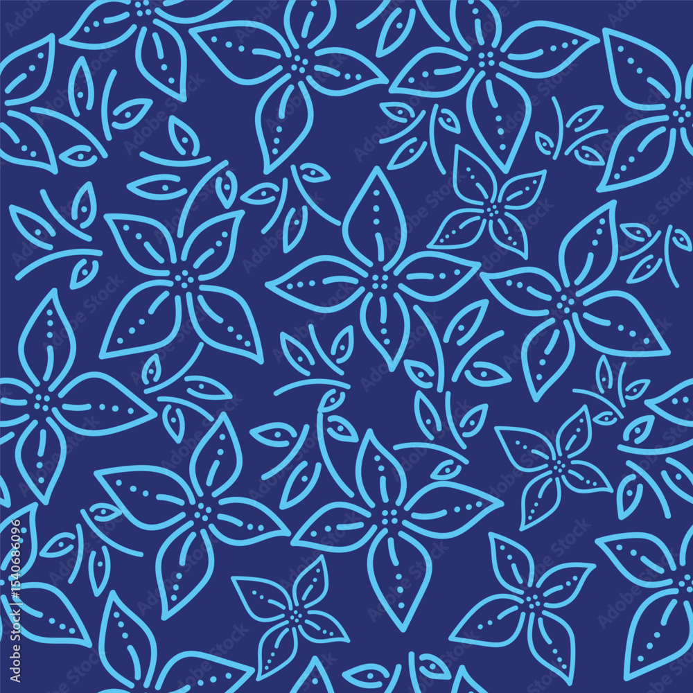Fototapeta premium seamless vector flower pattern on grey background 