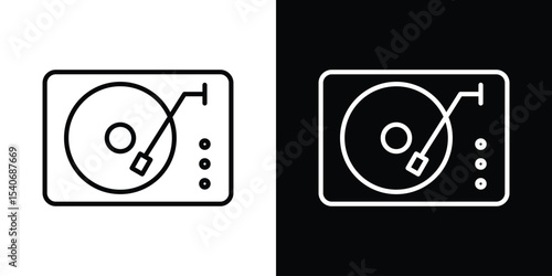 Turntable icon design. simple stroke line vector icon set