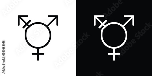 Transgender icon design. simple stroke line vector icon set