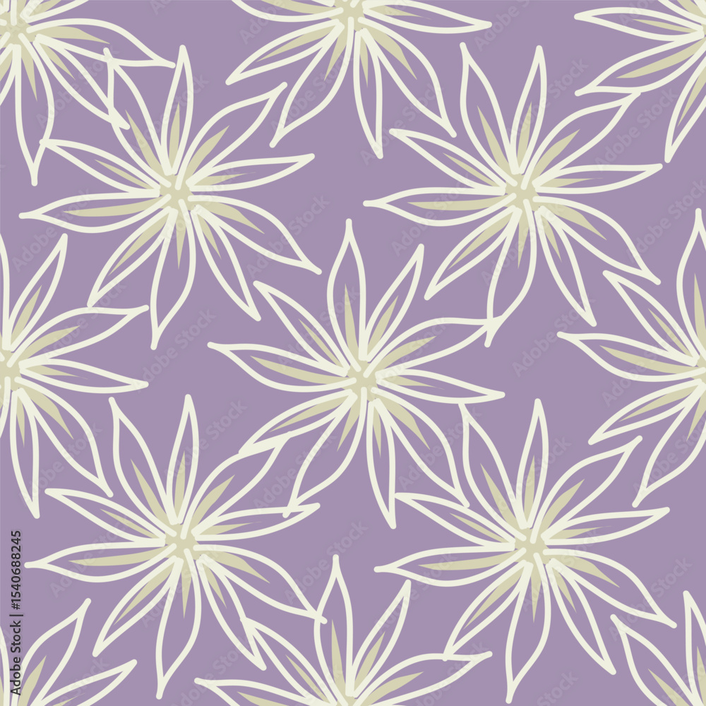 Elegant seamless floral pattern with fall flowers. Repeatable botanical background. Flat vector illustration Elegant seamless floral pattern with fall flowers. Repeatable botanical background. Flat vector illustration