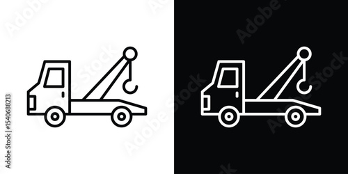Tow truck icon design. simple stroke line vector icon set