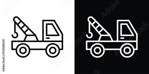 Tow truck icon design. simple stroke line vector icon set