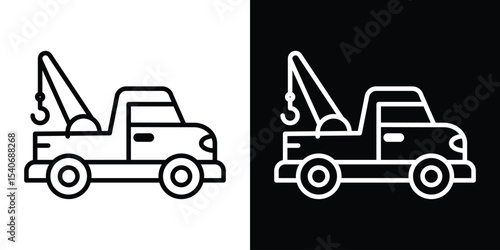 Tow truck icon design. simple stroke line vector icon set