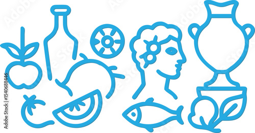 Blue glass water bottle vector icons and illustrations set