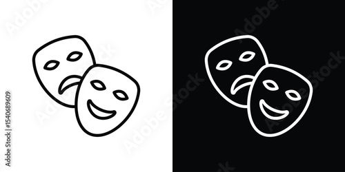 Theater masks icon design. simple stroke line vector icon set