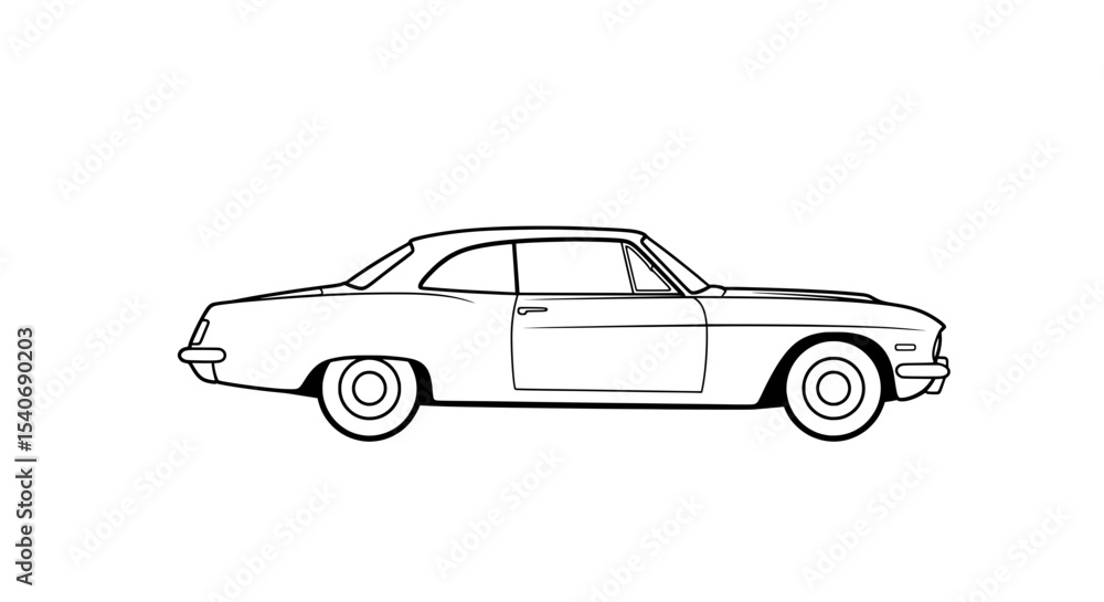 Naklejka premium Classic Vintage Car Minimalist Black and White Vector
