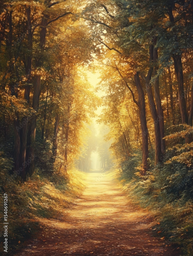 A sun-drenched forest path, bathed in golden light, reveals a mystical, verdant canopy. A sun-drenched forest path, bathed in golden light, reveals a mystical, verdant canopy.