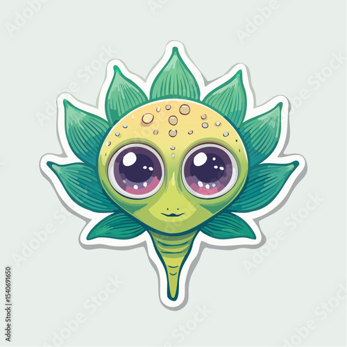 Surreal Alien Flower with Two Eyes.