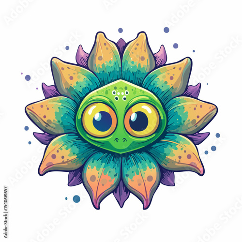 Surreal Alien Flower with Two Eyes.