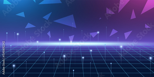 Digital technology metaverse neon blue pink background, cyber information, abstract speed connect communication, innovation future meta tech, internet network connection, Ai big data, illustration 3d