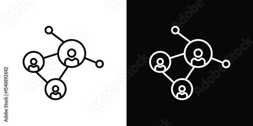 Social network icon design. simple stroke line vector icon set