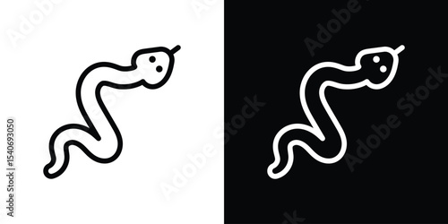 Snake icon design. simple stroke line vector icon set