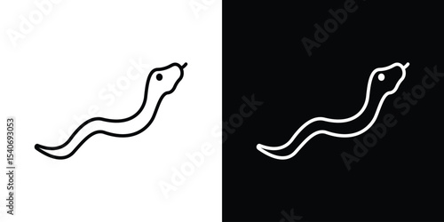 Snake icon design. simple stroke line vector icon set