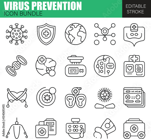 Hygiene and Virus Prevention Icon Pack – Flat Vector Icons, Flu Protection, and Medical Awareness Projects
