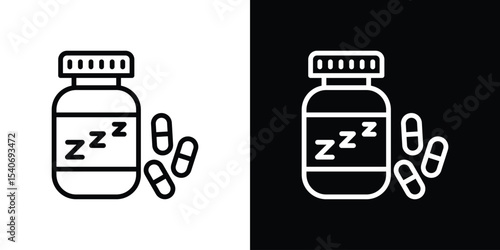 Sleeping pills icon design. simple stroke line vector icon set