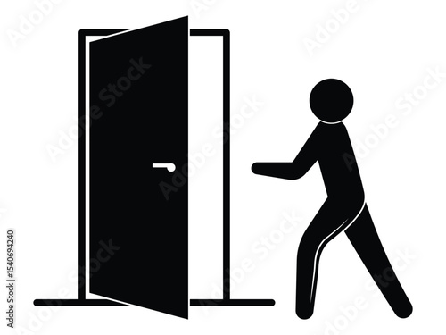 Opened door icon vector design. Silhouette of open and exit or close door vector symbol, logo, app, web design. Vector illustration.