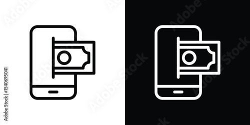 Send money smartphone icon design. simple stroke line vector icon set