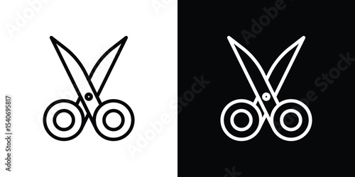 Scissors icon design. simple stroke line vector icon set